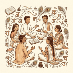 Devanagari script with Indian flag accents