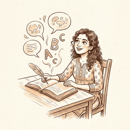 Open book with quill pen and letters